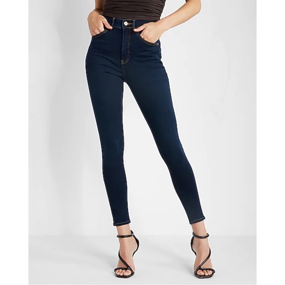 EXPRESS ~High Waisted Dark Wash Jeans (NWT) - Picture 7 of 14